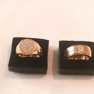 Men's Gold Tone Rings with Crystal Accents